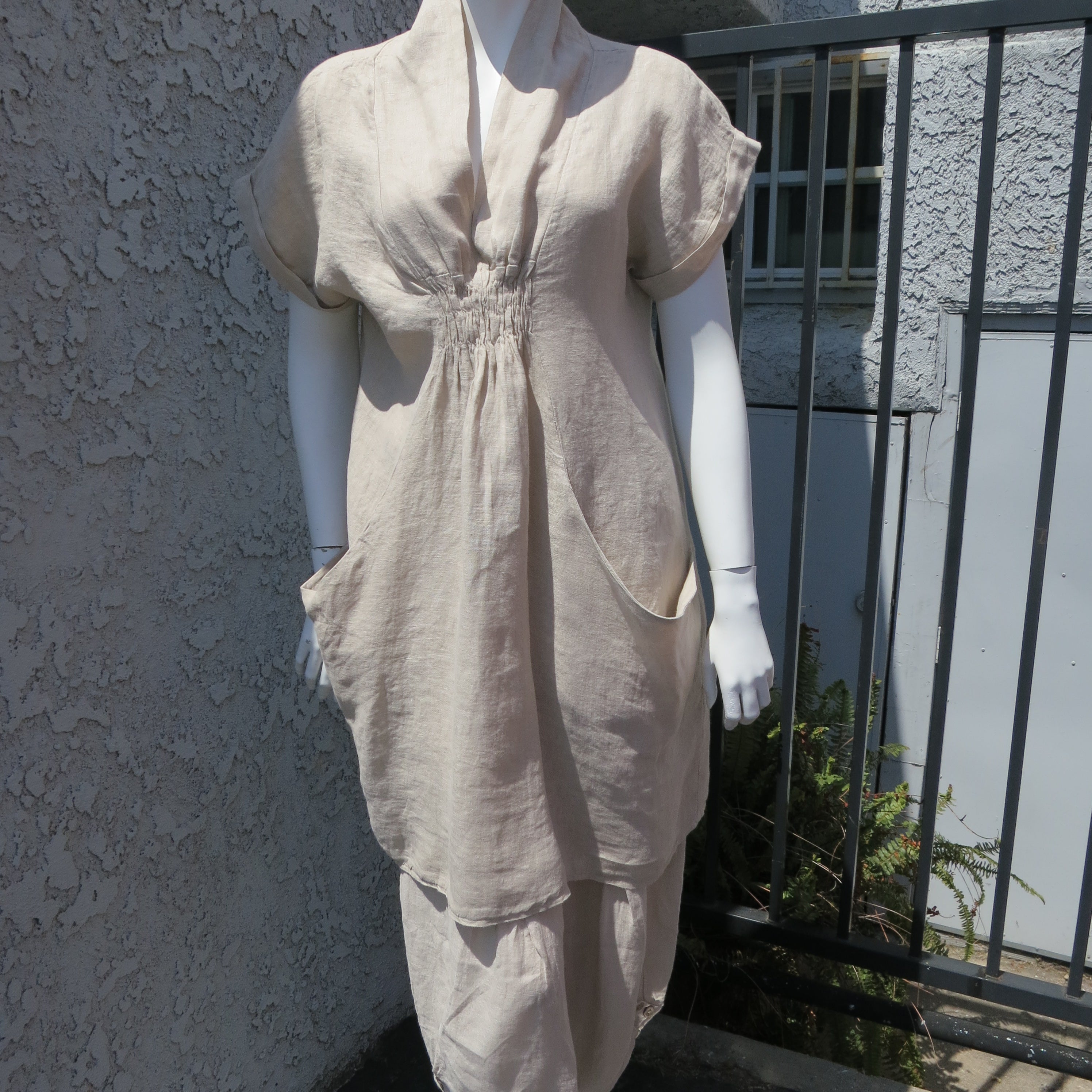 linen over dyed smock dress